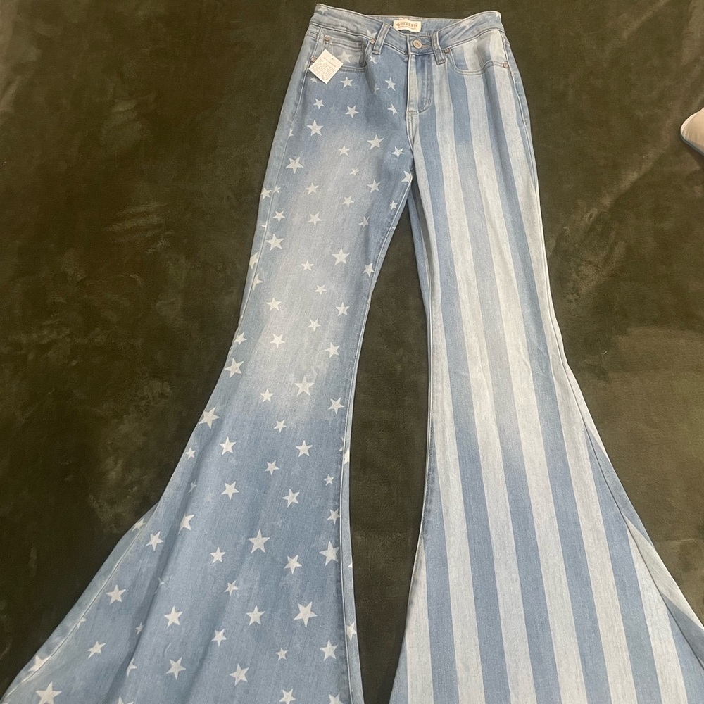 Shyanne Blue Star and Stripe Flare Jeans